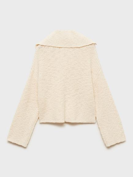 Mango Kids' Gigi Oversized Collar Cotton Blend Cardigan, Pastel Brown - view 2, Pastel Brown