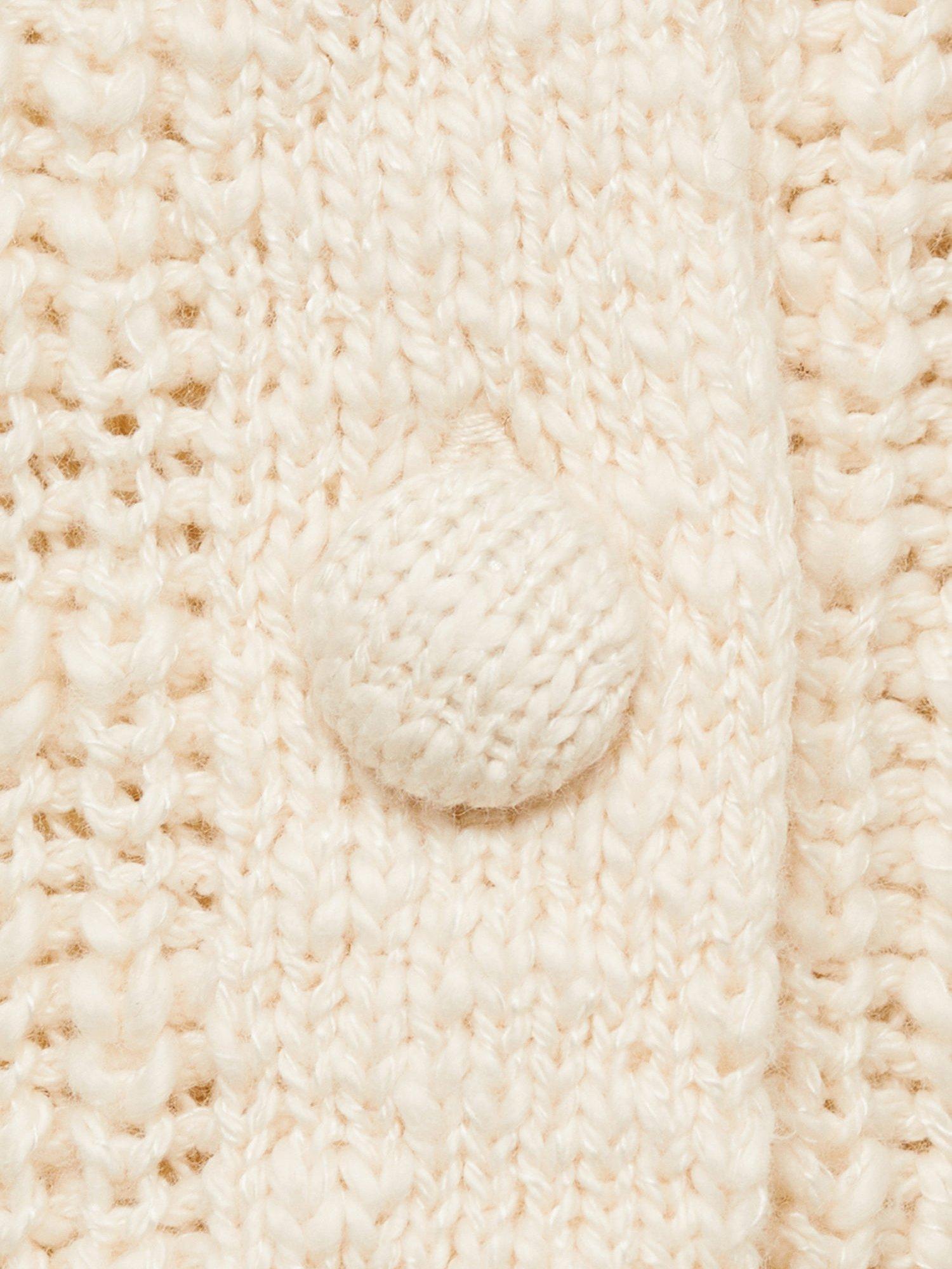 Product image 3 of 4, which shows Mango Kids' Gigi Oversized Collar Cotton Blend Cardigan, Pastel Brown, 11-12 years