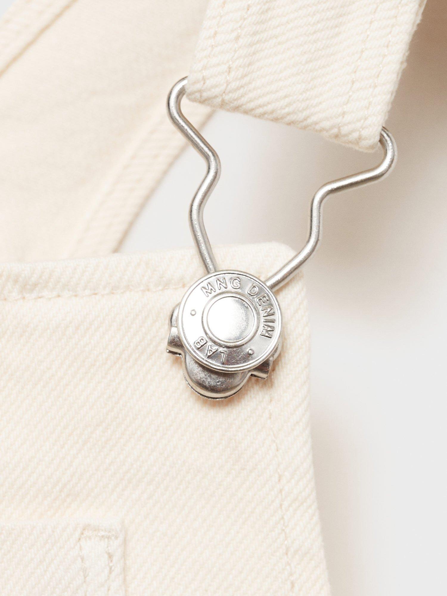 Product image 3 of 4, which shows Mango Kids' Ary Denim Pinafore Dress, Cream, 12-18 months