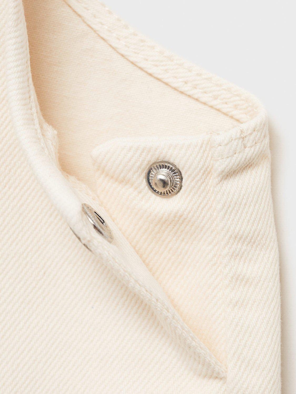Product image 4 of 4, which shows Mango Kids' Ary Denim Pinafore Dress, Cream, 12-18 months