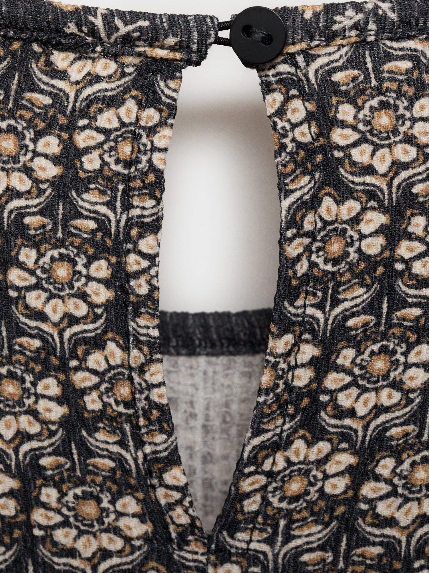 Product image 3 of 4, which shows Mango Kids' Boheme Floral Dress, Charcoal, 11-12 years