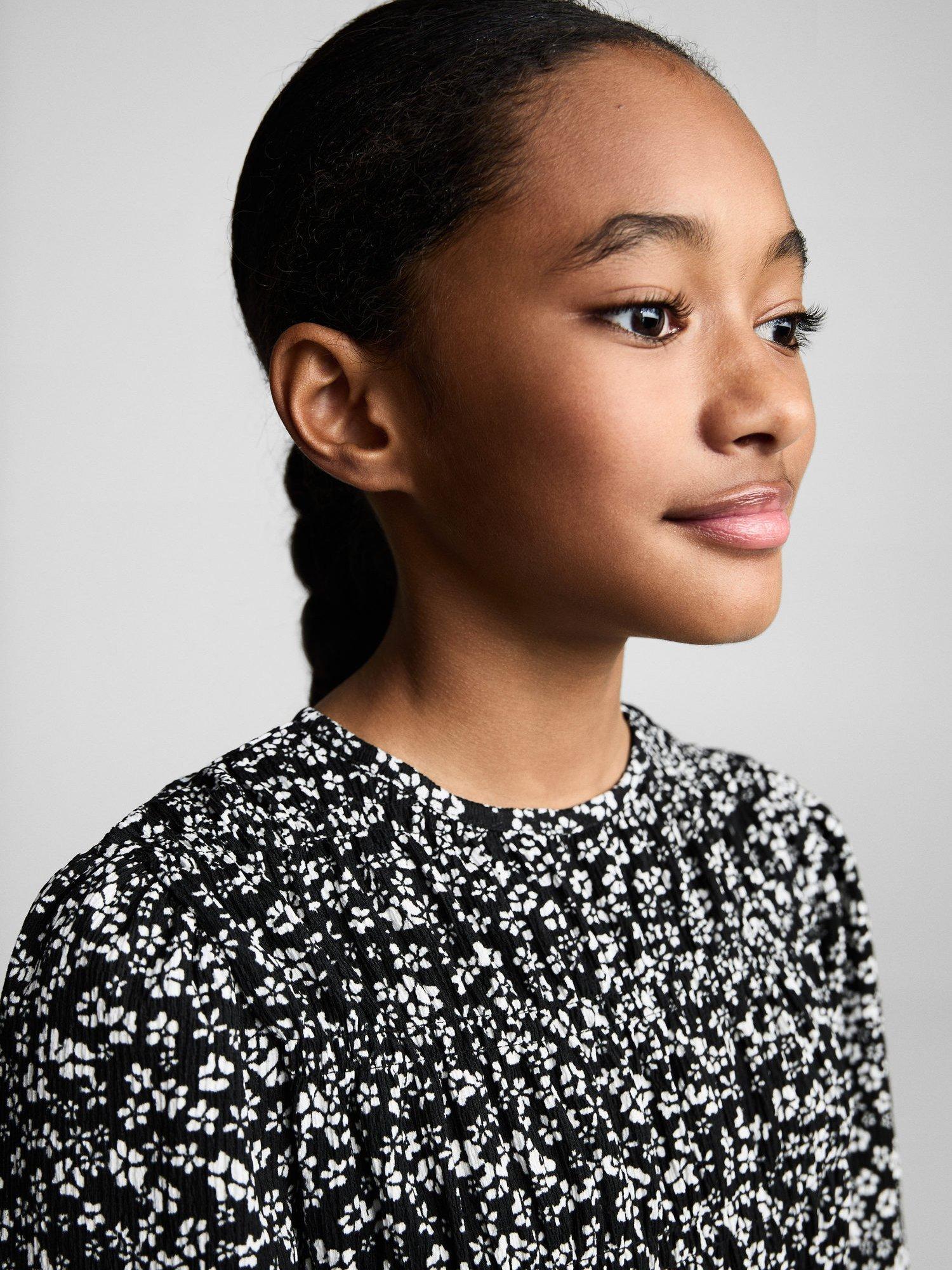 Product image 6 of 7, which shows Mango Kids' Nido Floral Jumpsuit, Black, 5-6 years