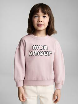 Mango Kids' Mon Amour Sweatshirt, Pink, Pink