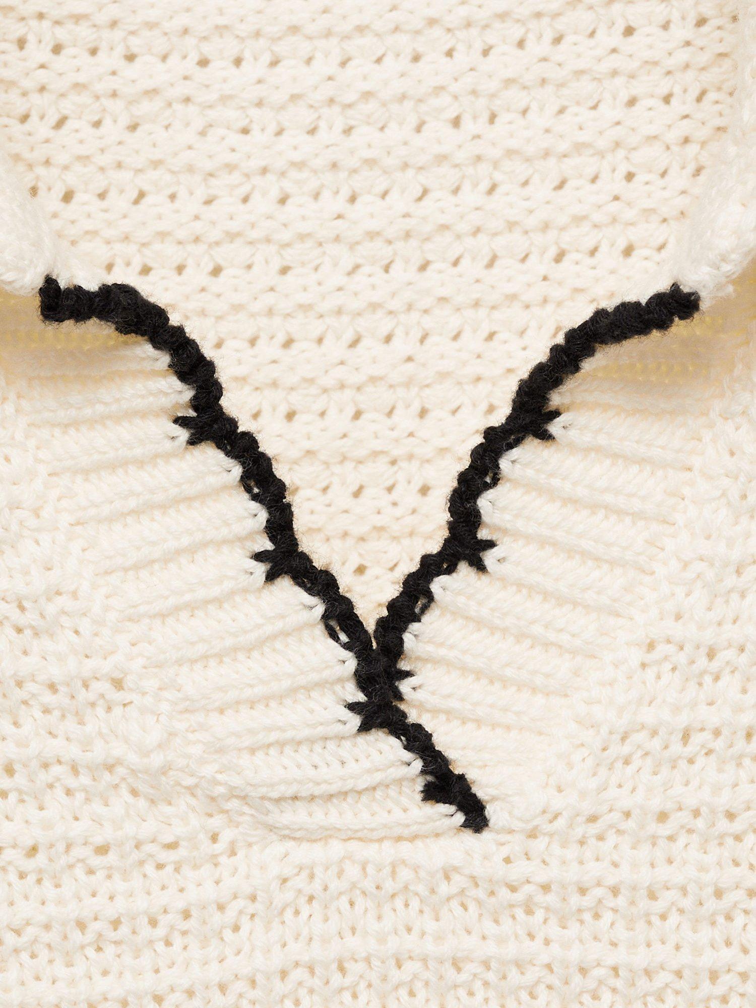 Product image 4 of 4, which shows Mango Kids' Charly Contrast Stitch Trim Cotton Jumper, Light Beige, 11-12 years