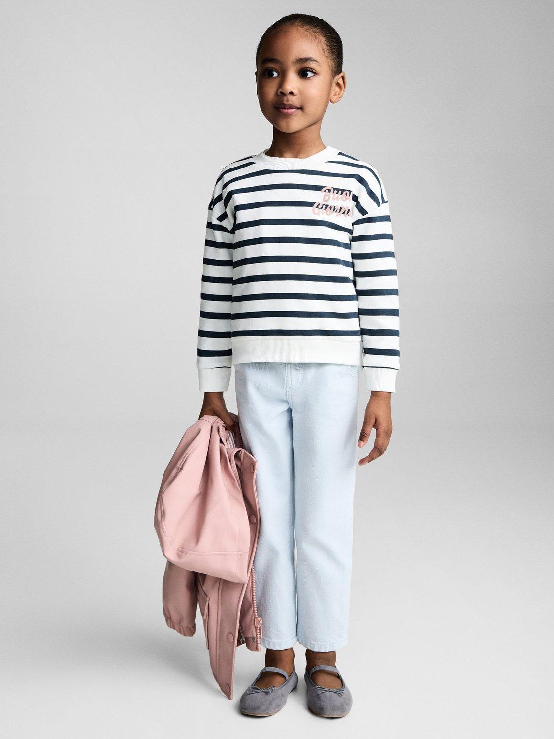 Product image 2 of 6, which shows Mango Kids' Giorno Stripe Sweatshirt, Natural White, 12-18 months