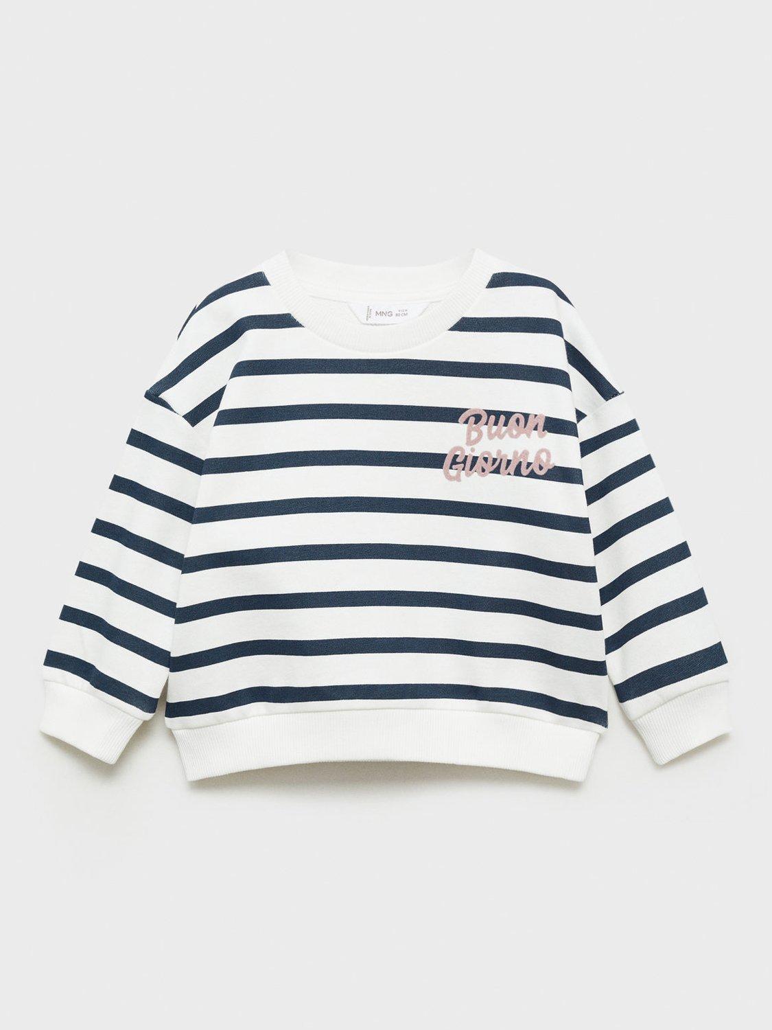 Product image 3 of 6, which shows Mango Kids' Giorno Stripe Sweatshirt, Natural White, 12-18 months