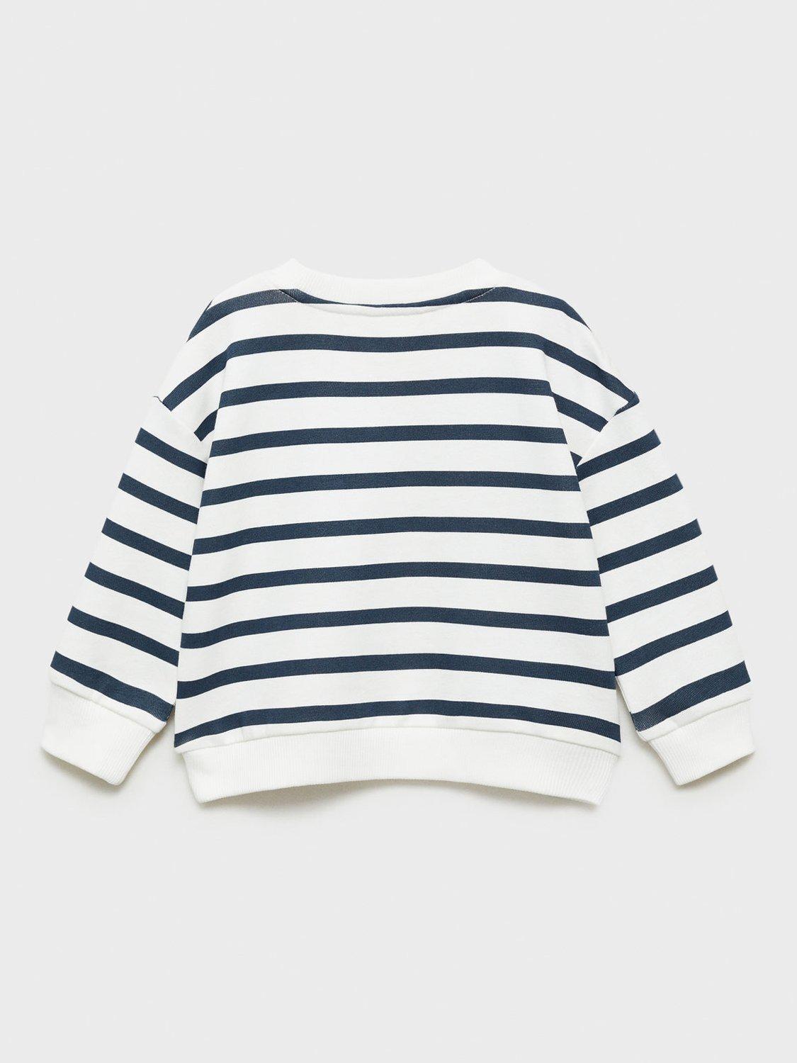 Product image 4 of 6, which shows Mango Kids' Giorno Stripe Sweatshirt, Natural White, 12-18 months