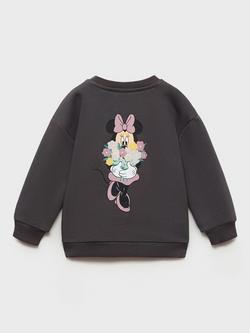 Mango Kids' Minnie Mouse Bouquet Sweatshirt, Charcoal - view 2, Charcoal