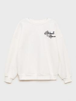Mango Kids' Minnie Mouse Friendship Sweatshirt, Natural White, Natural White