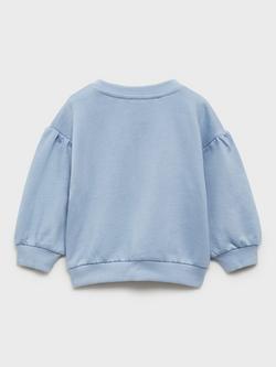 Mango Kids' Paris Puff Sleeve Sweatshirt, Pastel Blue - view 2, Pastel Blue