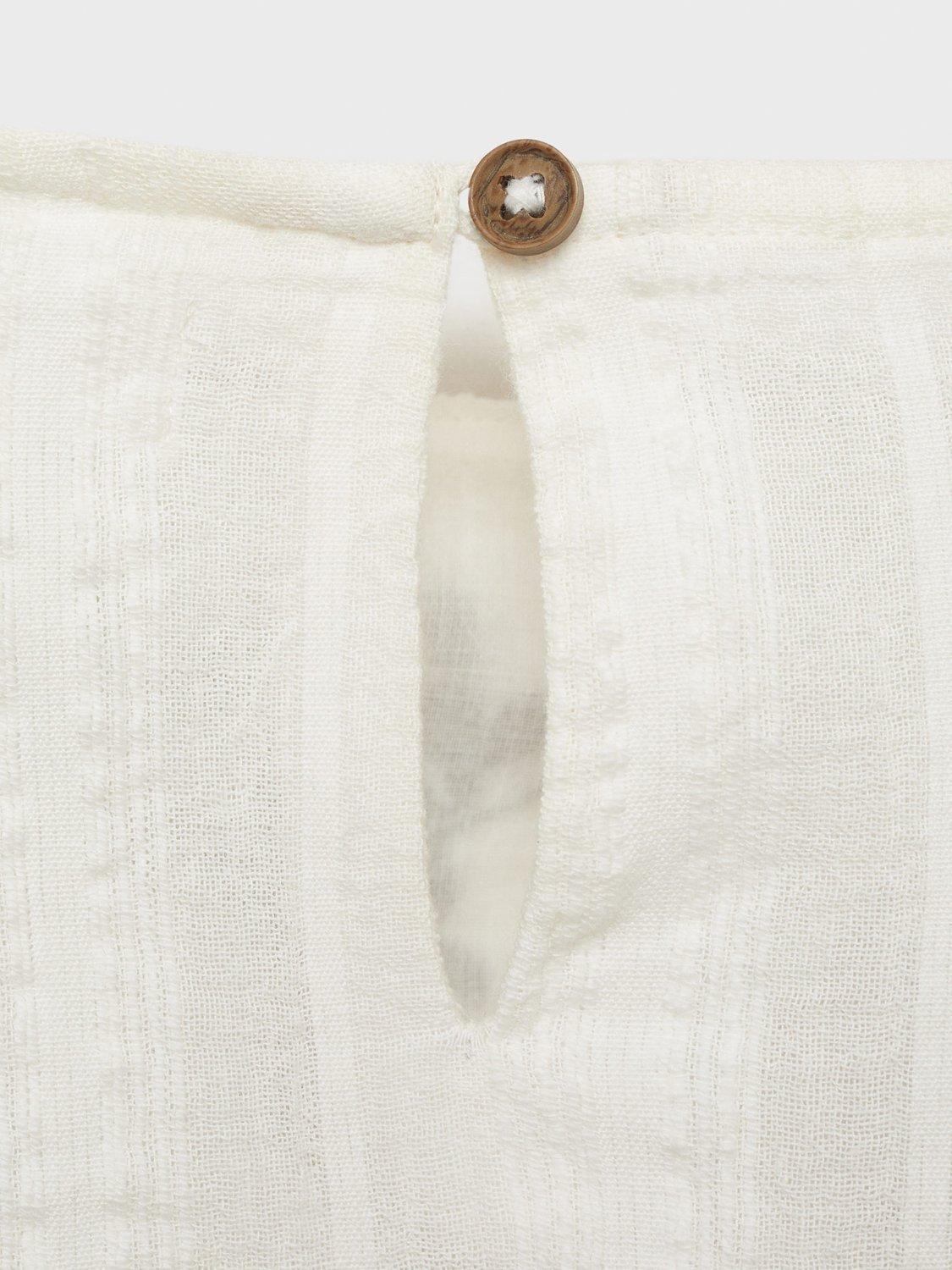 Product image 3 of 4, which shows Mango Kids' Camelia Floral Embroidered Cotton Blouse, White, 6 years