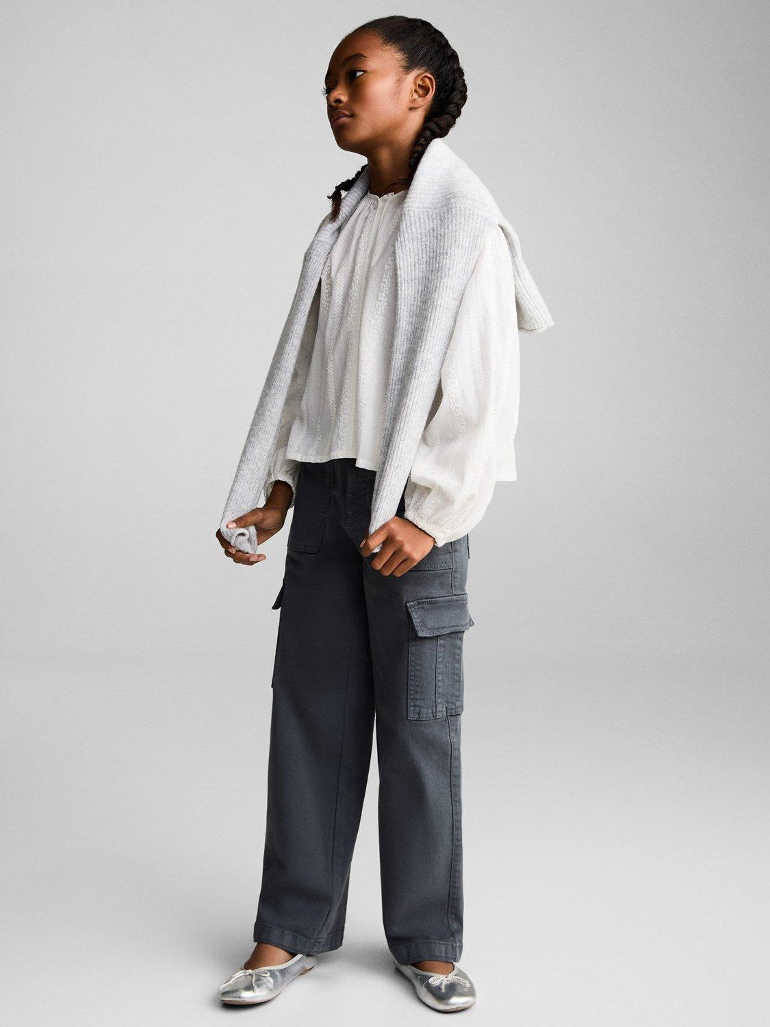Product image 2 of 7, which shows Mango Kids' Inma Embroidered Cotton Blouse, White, 13-14 years
