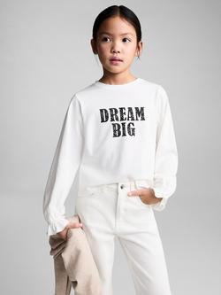 Mango Kids' Bonjour Dream Big Tee, Natural White, Natural White