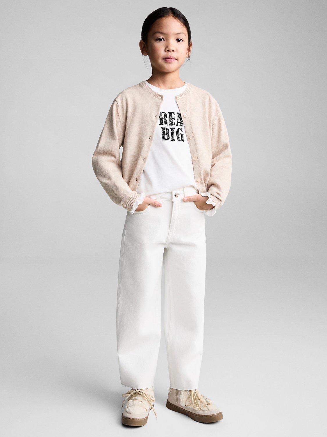 Product image 2 of 7, which shows Mango Kids' Bonjour Dream Big Tee, Natural White, 13-14 years