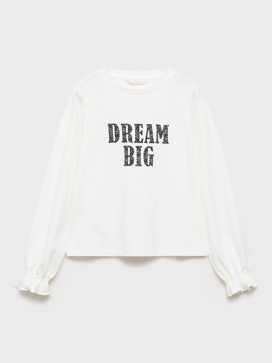 Product image 3 of 7, which shows Mango Kids' Bonjour Dream Big Tee, Natural White, 13-14 years