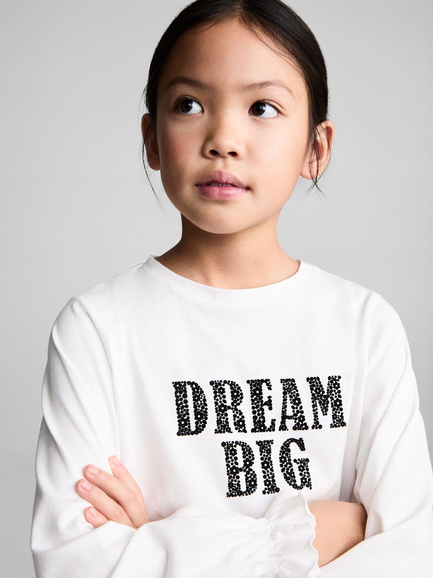 Product image 6 of 7, which shows Mango Kids' Bonjour Dream Big Tee, Natural White, 13-14 years