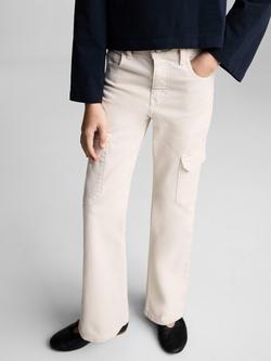Mango Kids' Flared Cargo Jeans, Natural, Natural