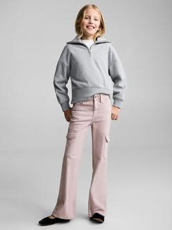 Mango Kids' Flared Cargo Jeans, Lt-Pastel Purple - view 2, Lt-pastel Purple