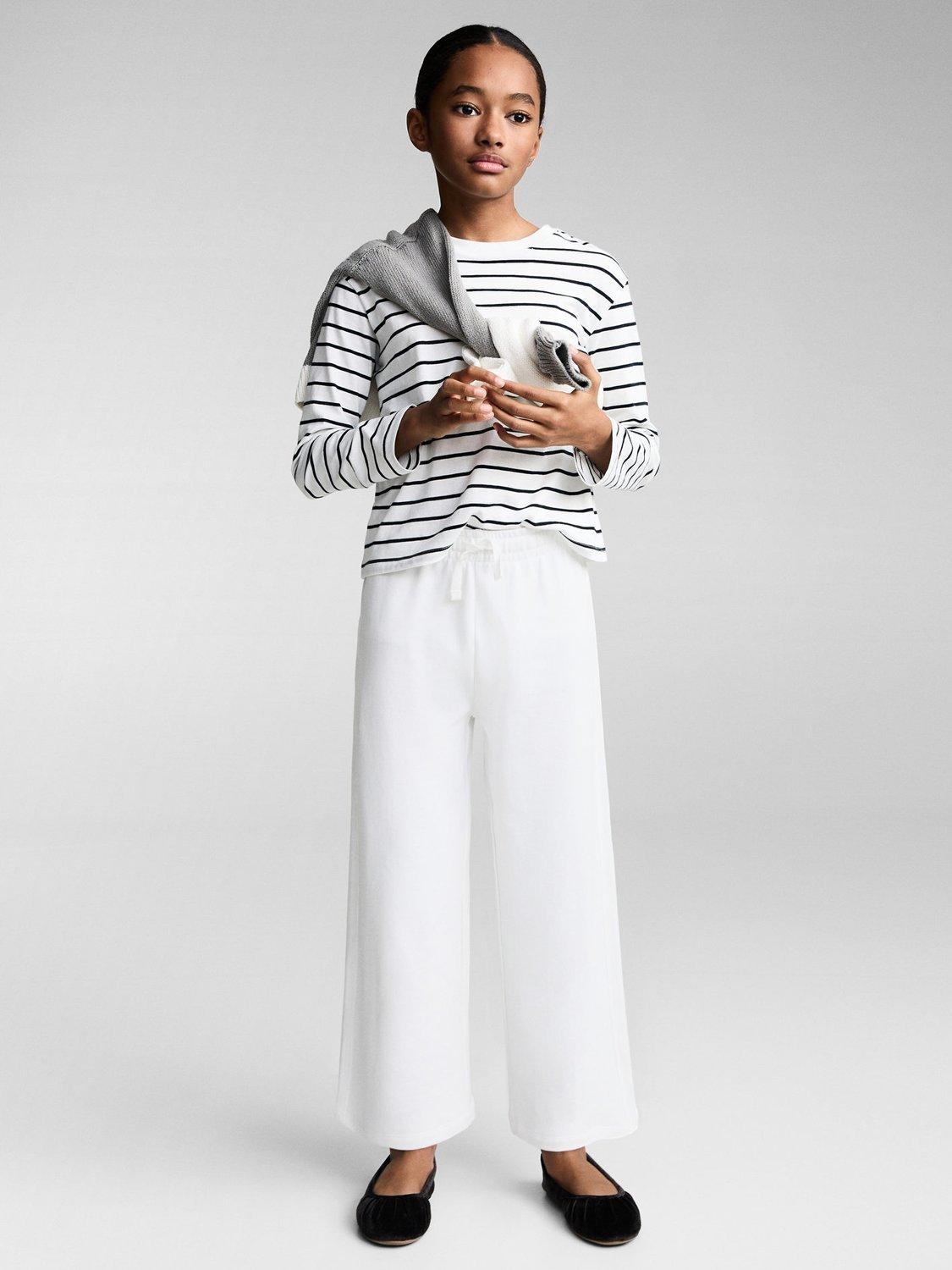 Product image 1 of 6, which shows Mango Kids' Guay Wide Leg Joggers, Natural White, 5 years