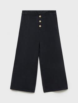 Mango Kids' Maggie Wide Leg Trousers, Navy, Navy