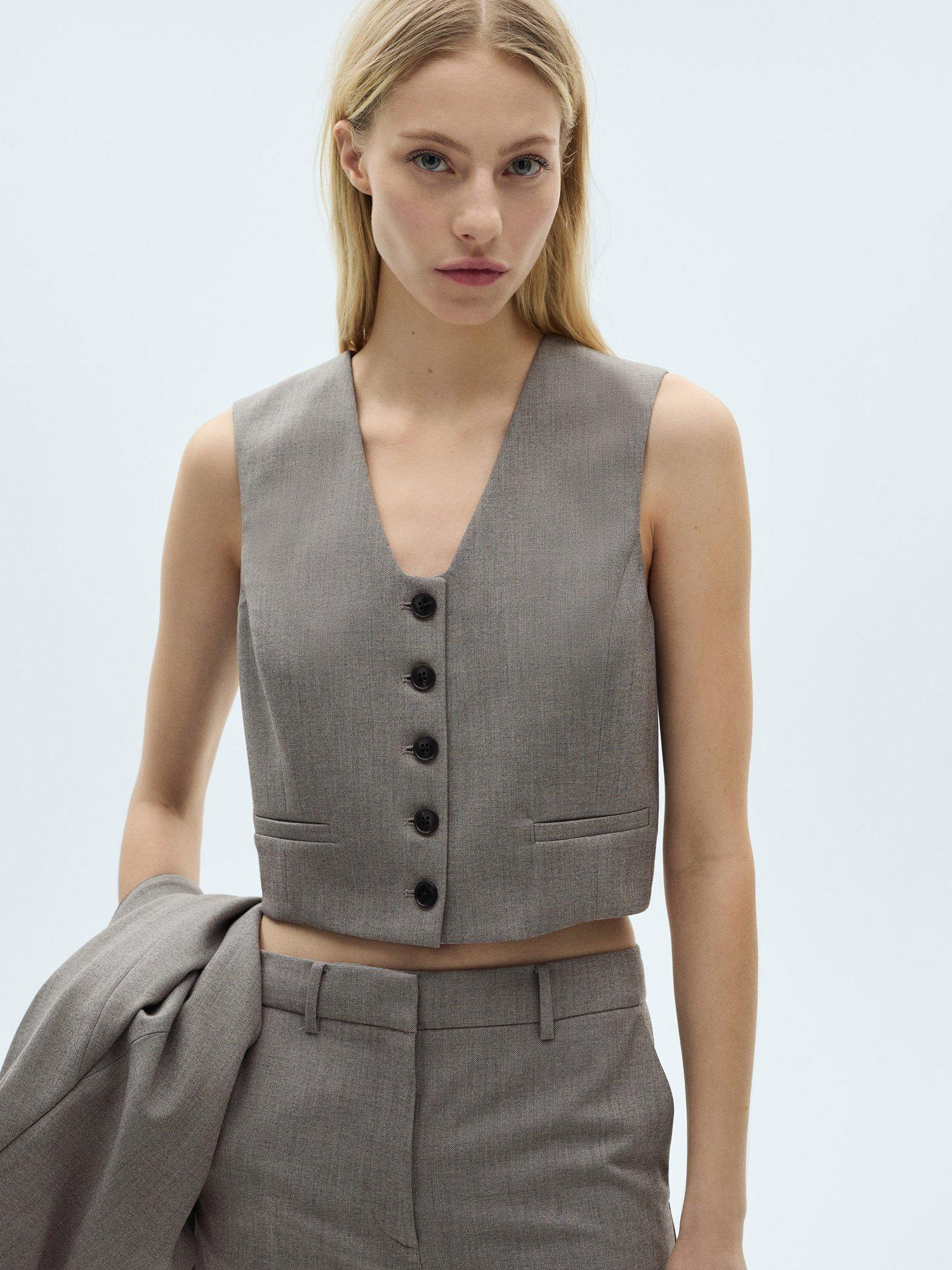 Product image 1 of 7, which shows Mango Bowery Tailored Waistcoat, Grey, XS
