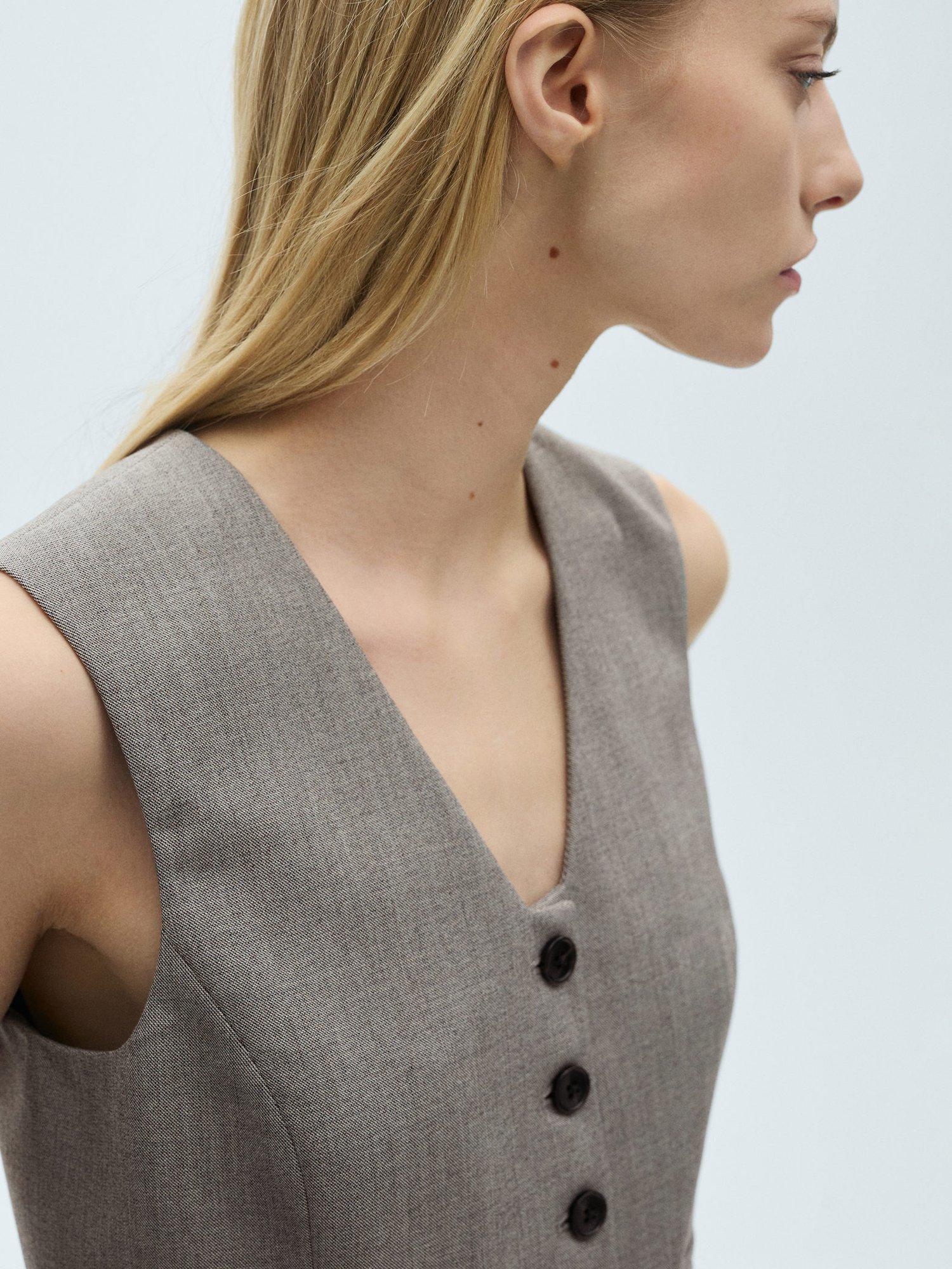 Product image 6 of 7, which shows Mango Bowery Tailored Waistcoat, Grey, XS