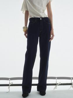 Mango Cecilia Straight Leg Jeans, Dark Blue, Dark Blue