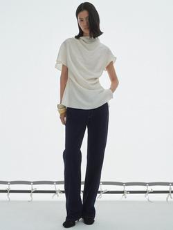 Mango Cecilia Straight Leg Jeans, Dark Blue - view 2, Dark Blue