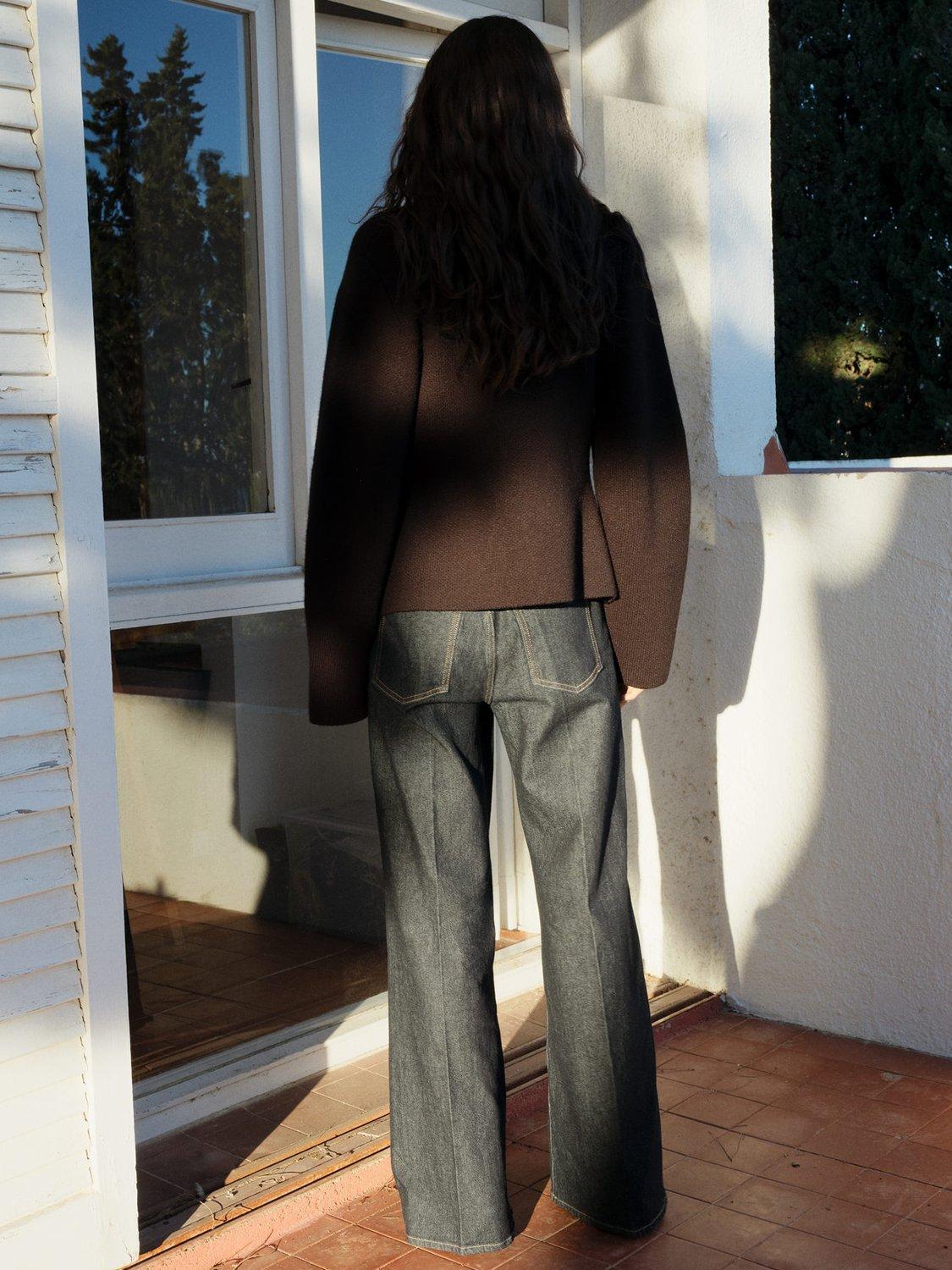 Product image 4 of 7, which shows Mango Elise High Rise Wide Leg Jeans, Navy, 8