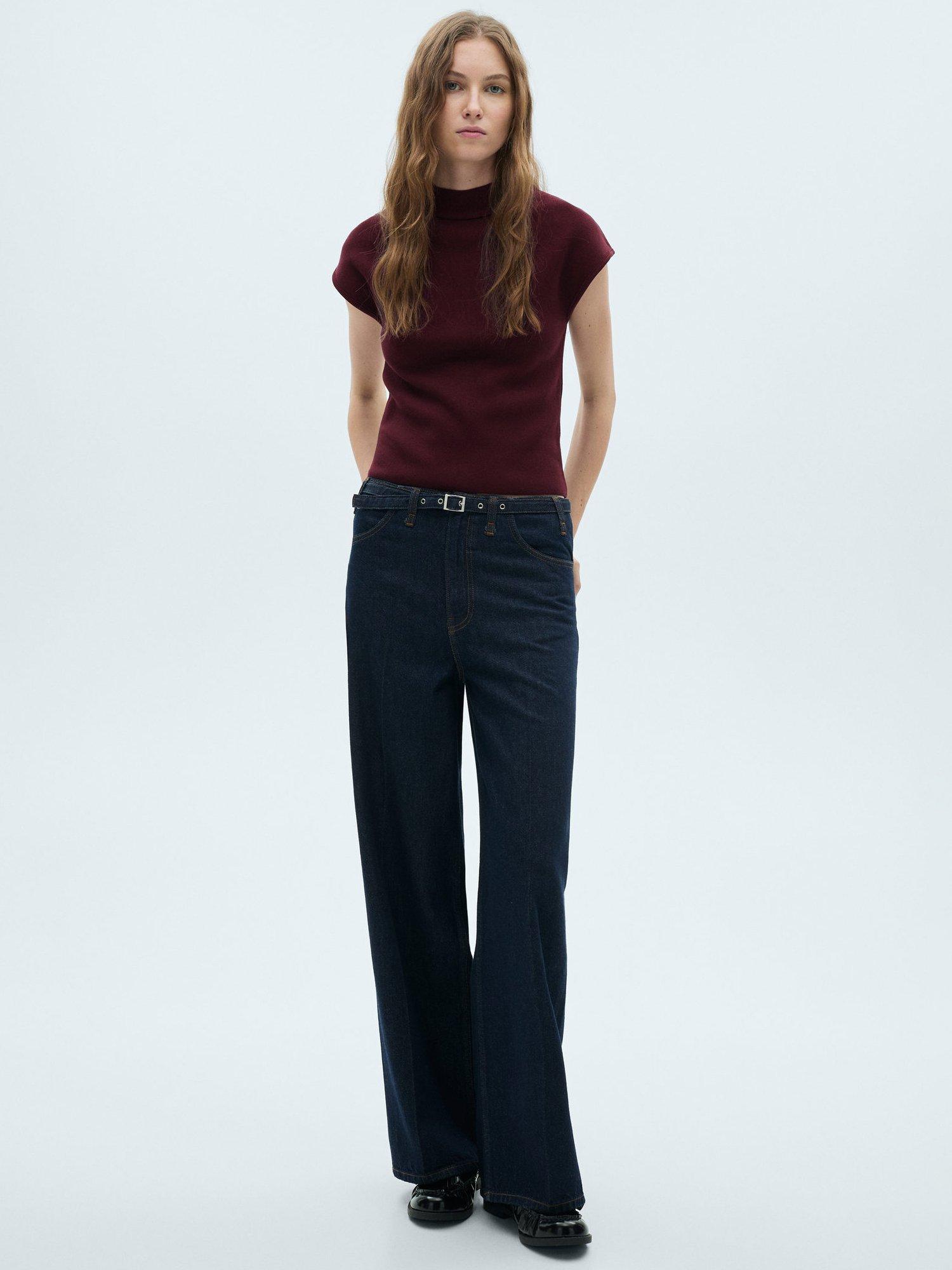 Product image 2 of 6, which shows Mango Dumin High Neck Jumper, Maroon, L