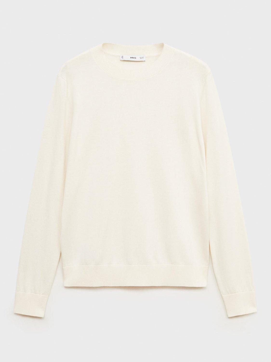 Product image 1 of 7, which shows Mango Luka Round Neck Jumper, Cream, XXXL