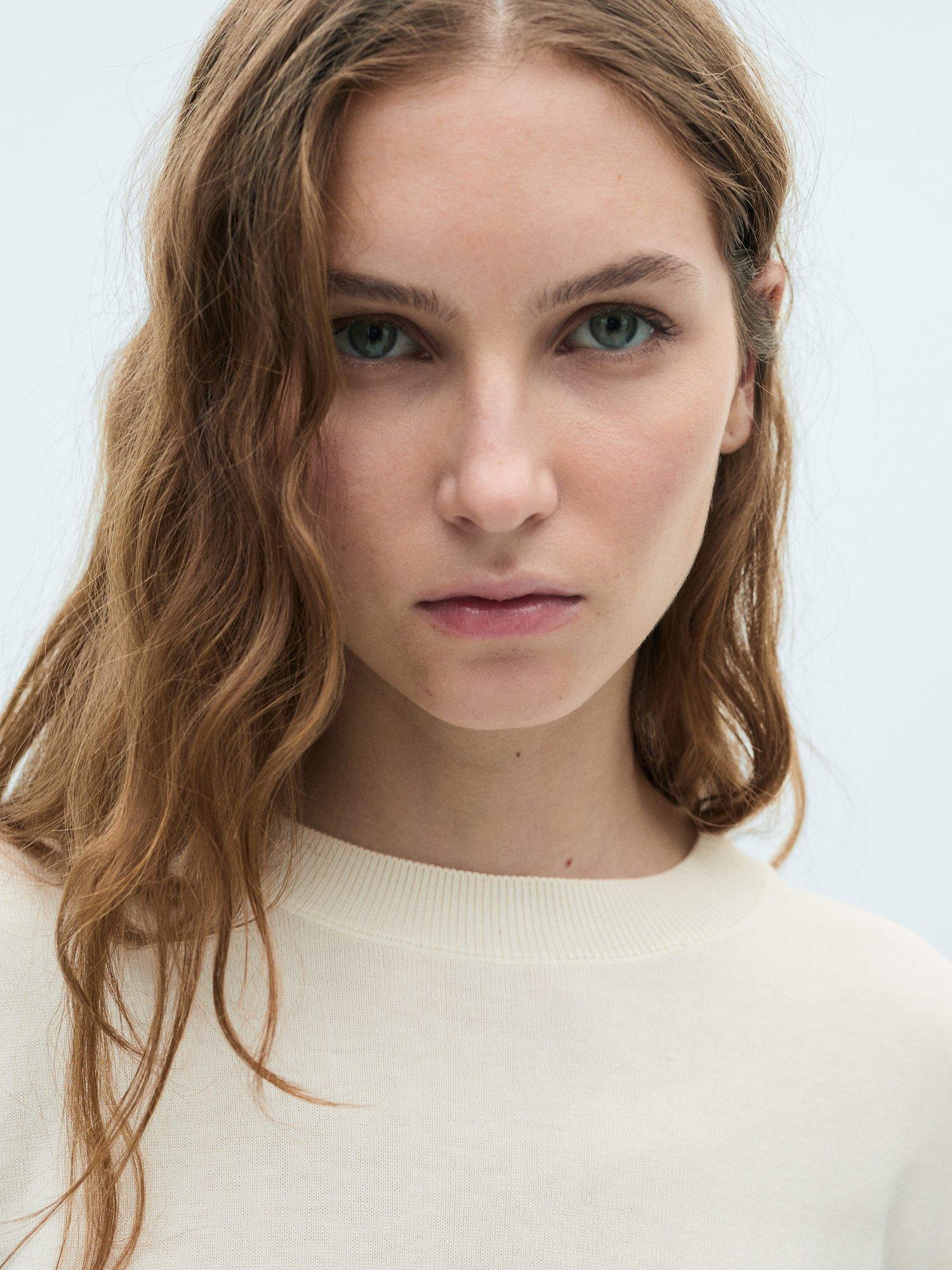 Product image 6 of 7, which shows Mango Luka Round Neck Jumper, Cream, XXXL