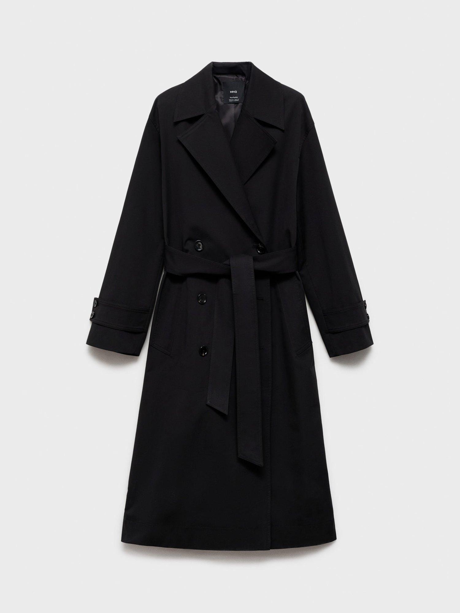 Product image 3 of 9, which shows Mango Angela Oversized Double Breasted Trench Coat, Black, XL