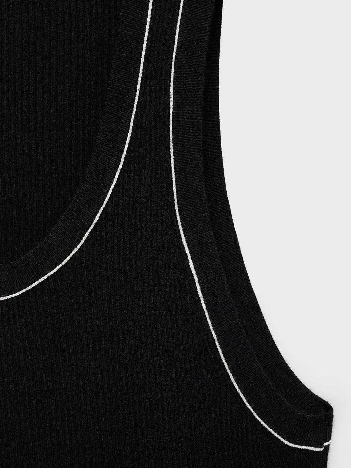 Product image 8 of 8, which shows Mango Shadowin Contrast Trim Ribbed Top, Black, XS