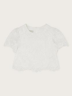 Monsoon Kids' Lace Bridesmaid Top, Ivory, Ivory
