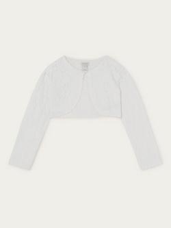 Monsoon Kids' Lace Scallop Cardigan, Ivory, Ivory