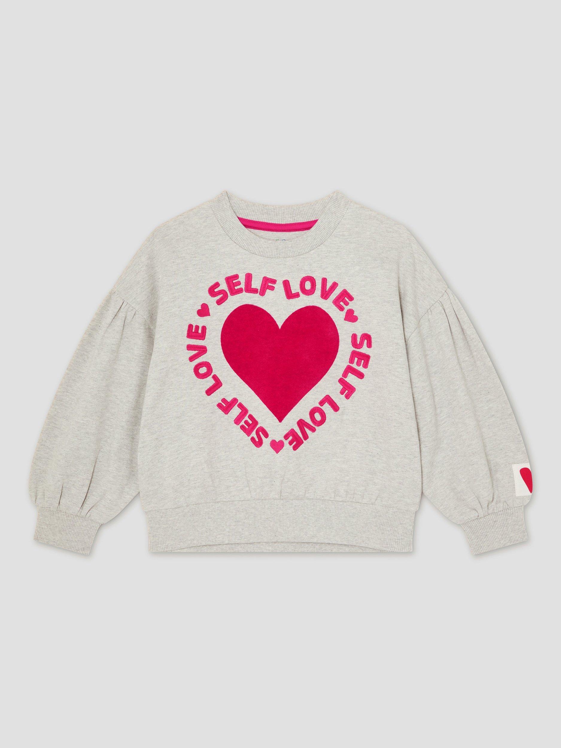 Product image 1 of 3, which shows Monsoon Kids' Self Love Sweatshirt, Grey, 3-4 years