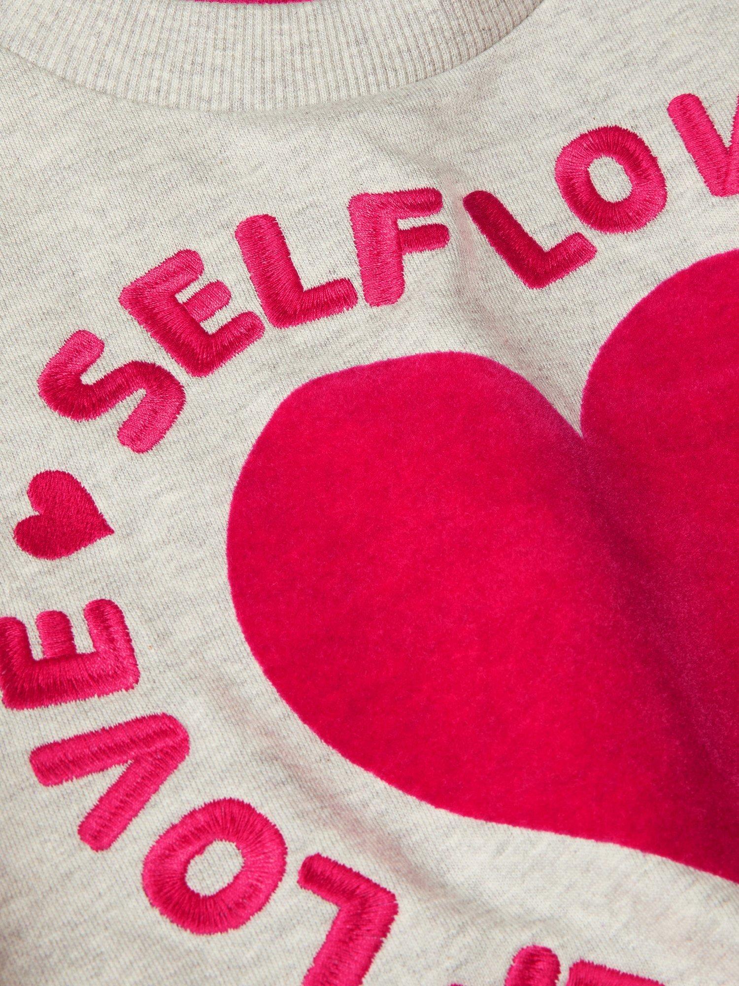 Product image 3 of 3, which shows Monsoon Kids' Self Love Sweatshirt, Grey, 3-4 years