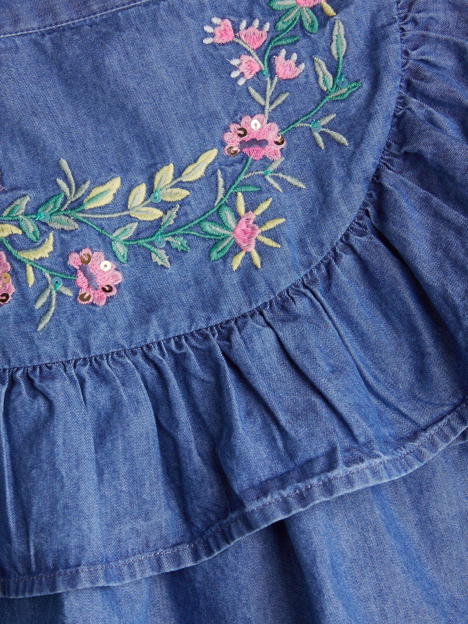 Product image 3 of 3, which shows Monsoon Kids' Ruffle Skirt, Blue, 3-4 years