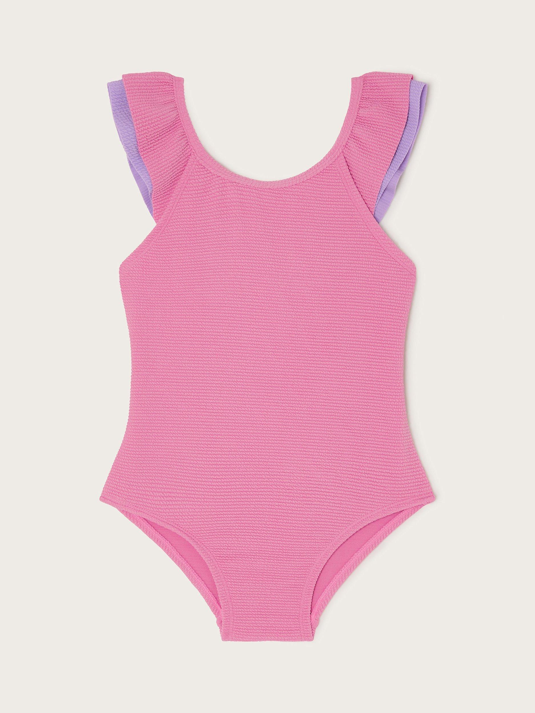 Monsoon Kids' Frilly Swimsuit, Pink