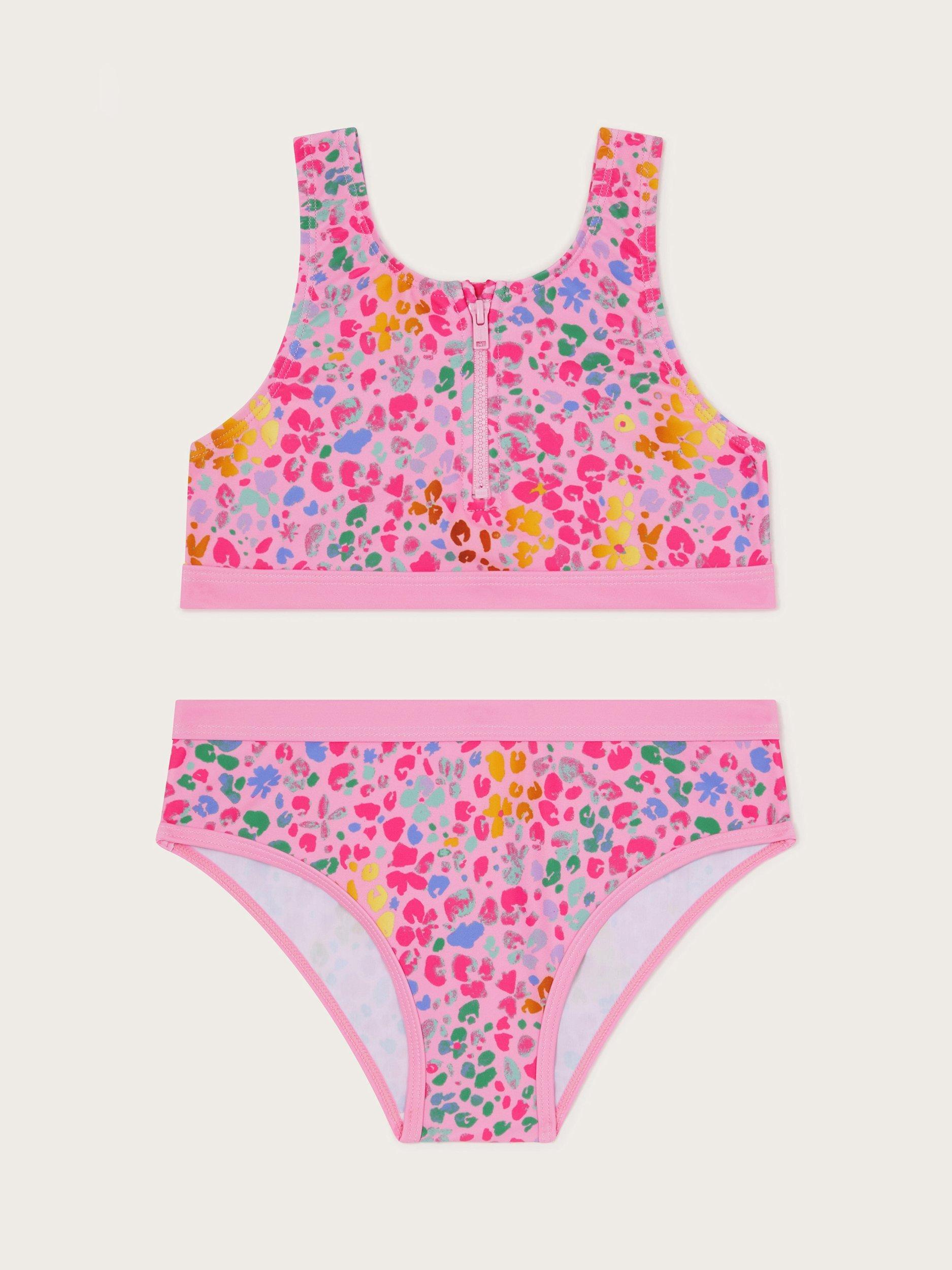 Product image 1 of 3, which shows Monsoon Kids' Leopard Bikini Set, Pink, 3-4 years
