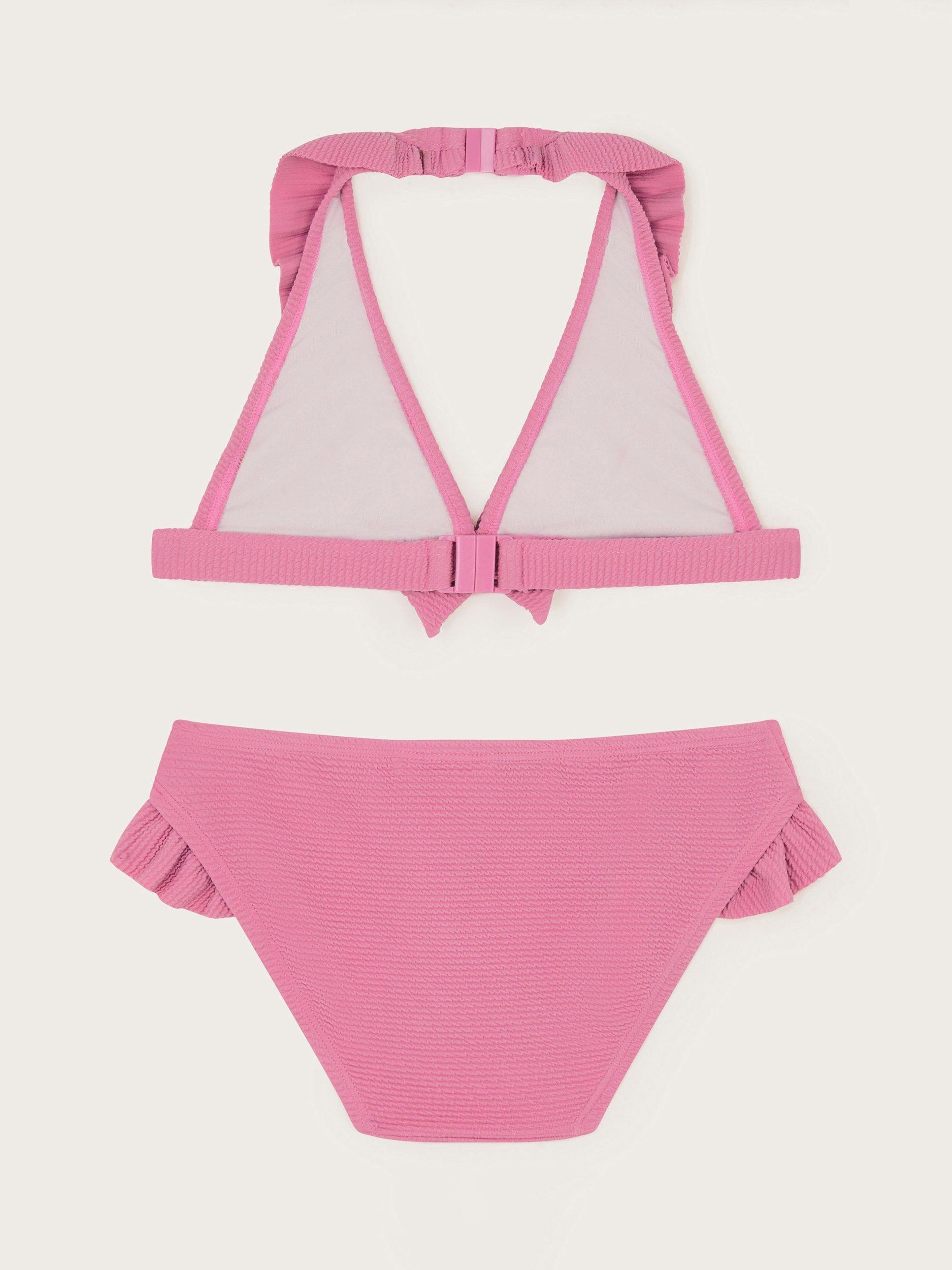 Product image 2 of 3, which shows Monsoon Kids' Seersucker Bikini Set, Pink, 3-4 years