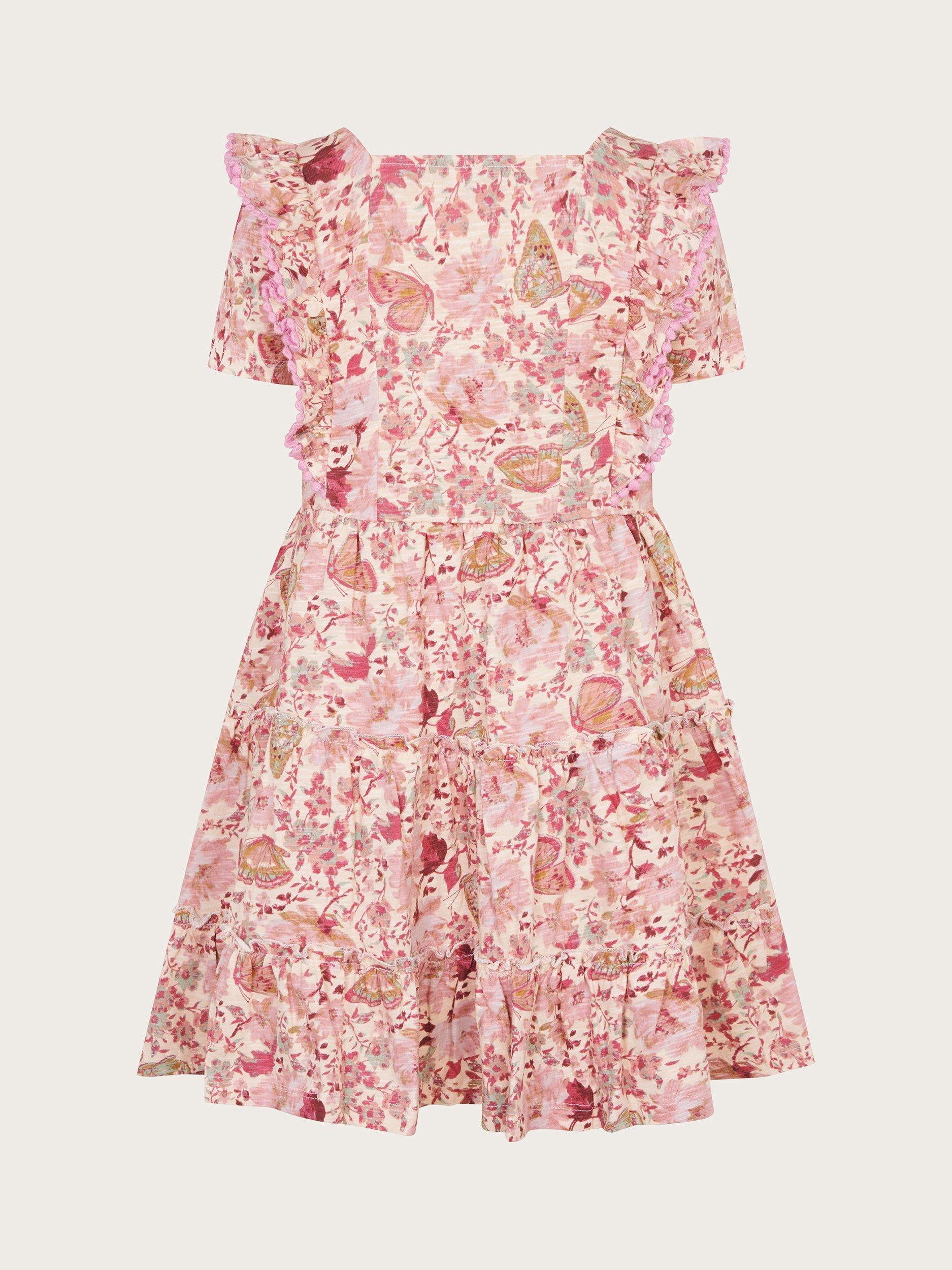 Product image 3 of 4, which shows Monsoon Kids' Butterfly Dress, Pink, 5-6 years