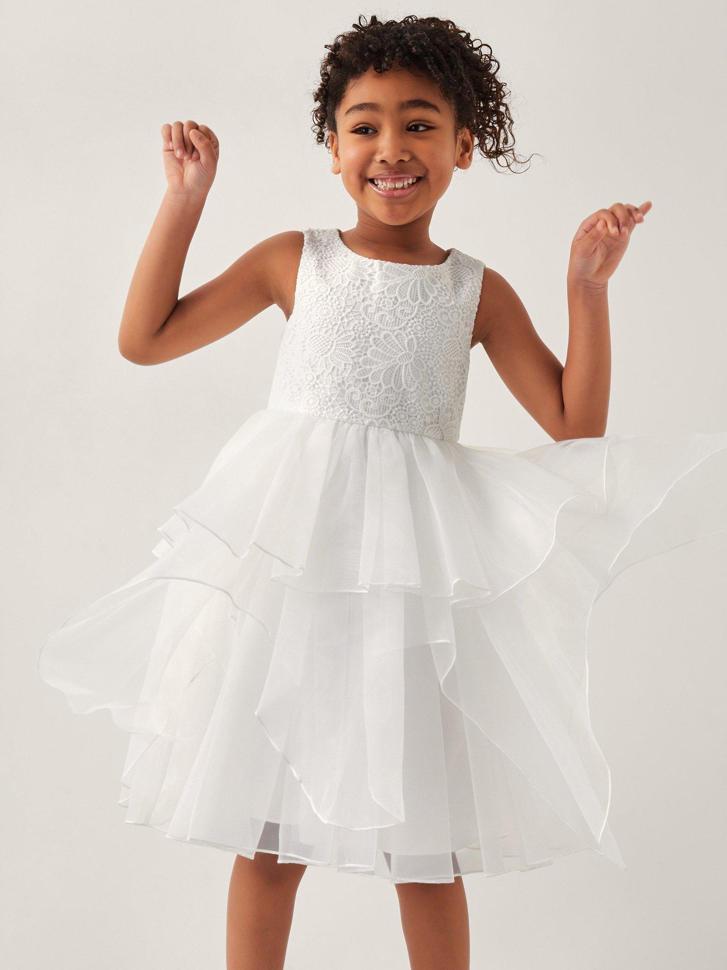 Product image 1 of 4, which shows Monsoon Kids' Flower Girl Dress, Ivory, 2 years