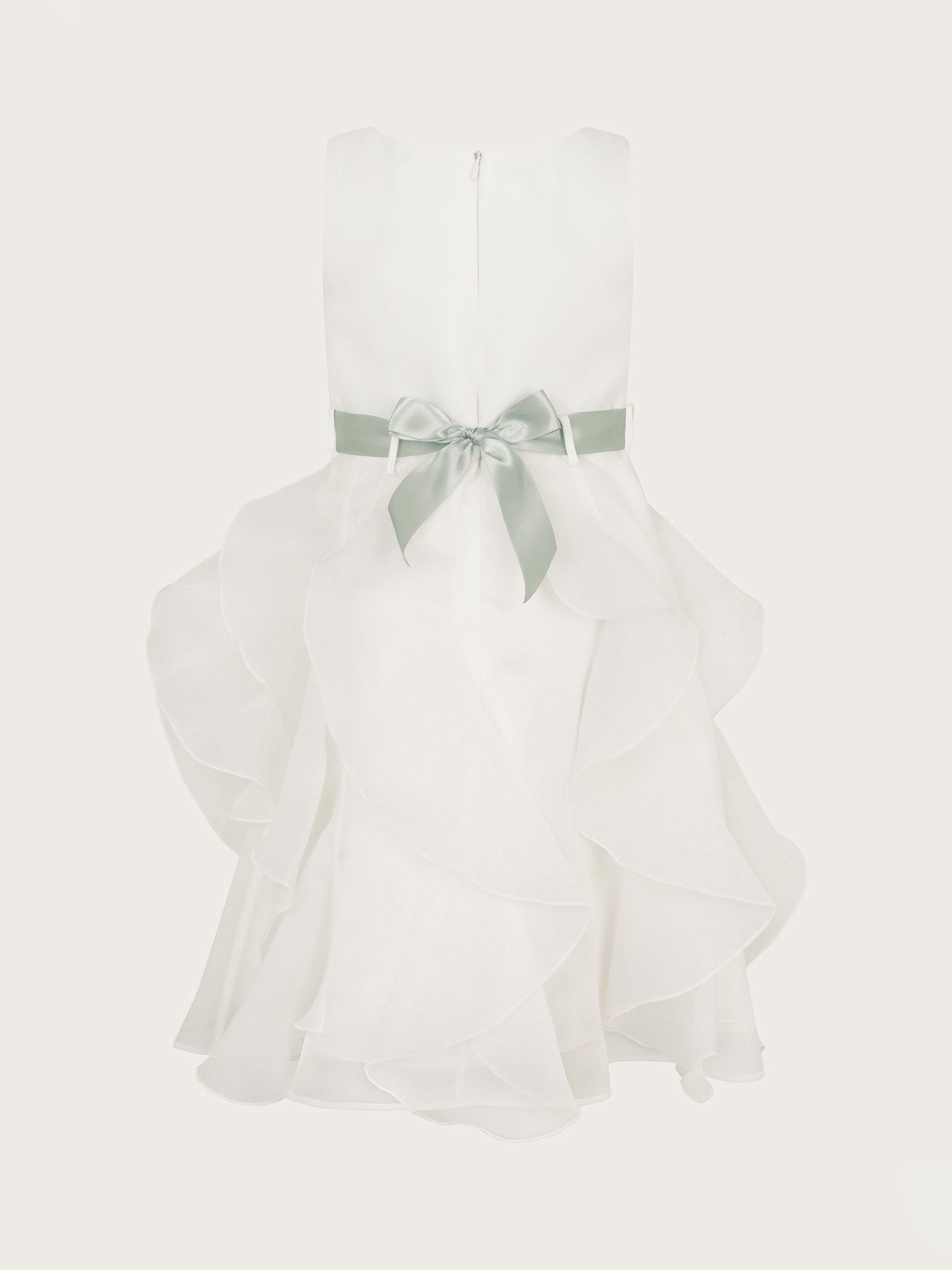 Product image 3 of 4, which shows Monsoon Kids' Organza Ruffle Can Can Dress, Ivory, 3 years