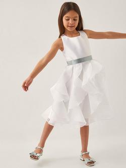 Monsoon Kids' Organza Ruffle Can Can Dress, Ivory, Ivory