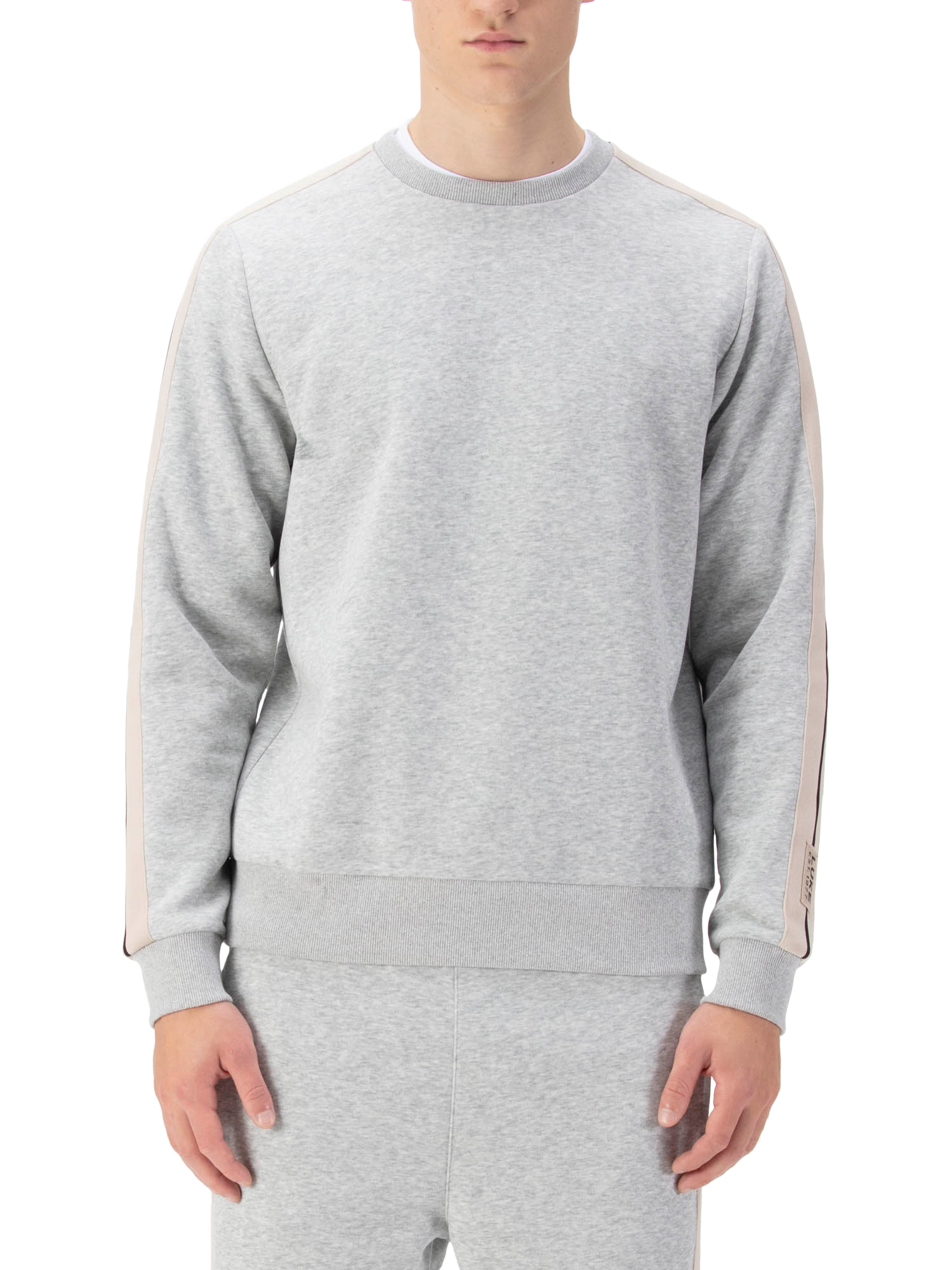 Product image 1 of 6, which shows LUKE 1977 Massachusetts Sweatshirt, Mid Marl Grey/Cream, XS