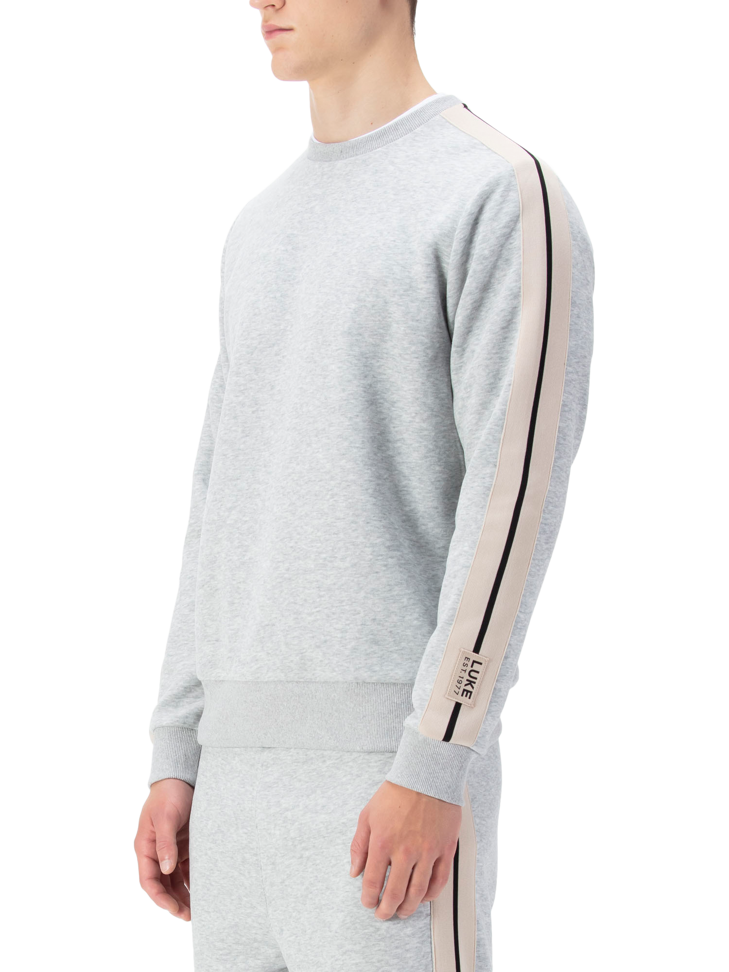 Product image 3 of 6, which shows LUKE 1977 Massachusetts Sweatshirt, Mid Marl Grey/Cream, XS