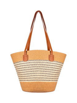 Bloom & Bay Lina Woven Basket Handbag, Natural, Natural