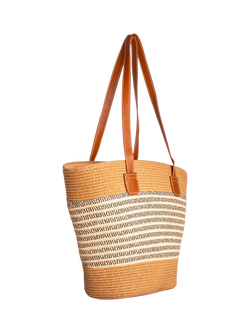 Bloom & Bay Lina Woven Basket Handbag, Natural - view 2, Natural